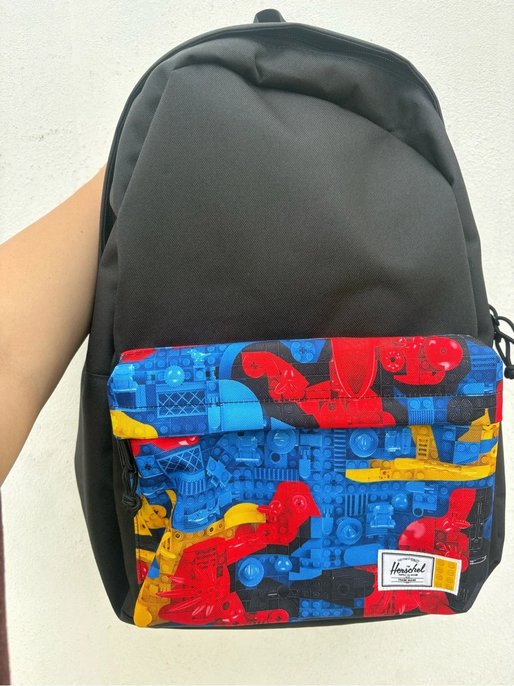 Herschel X LEGO Black Backpack with Multicolor Front Pocket